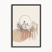 Minimalist Jesus Triumphal Entry Christian wall art with neutral abstract background