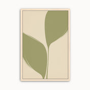 Minimalist olive leaf wall art featuring modern botanical line art in soft sage green on a warm neutral background for contemporary Christian home decor.
