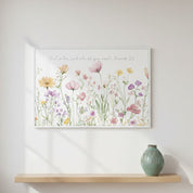 Trust in the Lord, Wildflower Field Watercolor Wall Art