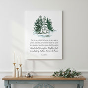 Our Savior is Born, Snowy Pine Watercolor Christmas Wall Art