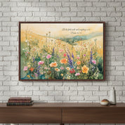Let the Field Exult, Christian Watercolor Wildflowers Wall Art, Psalm 96:12
