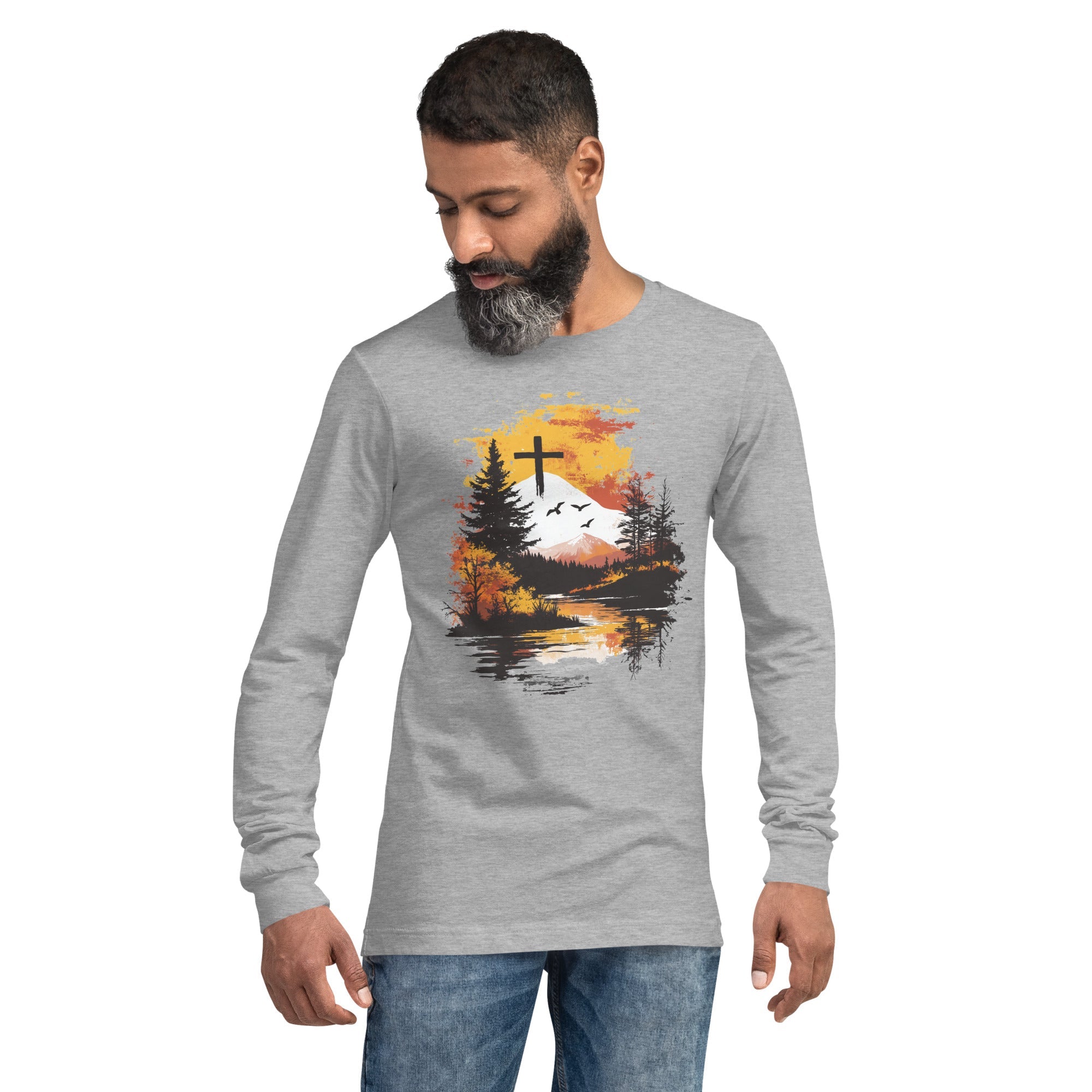 Mountain Cross, Men's Long Sleeve Tee - Lamb’s Love