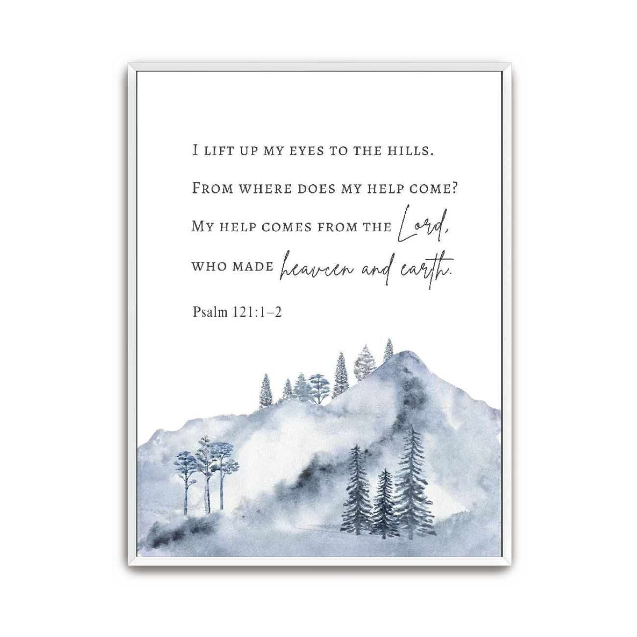 lose-up of Christian scripture canvas corner, showing fine watercolor texture and premium quality craftsmanship.