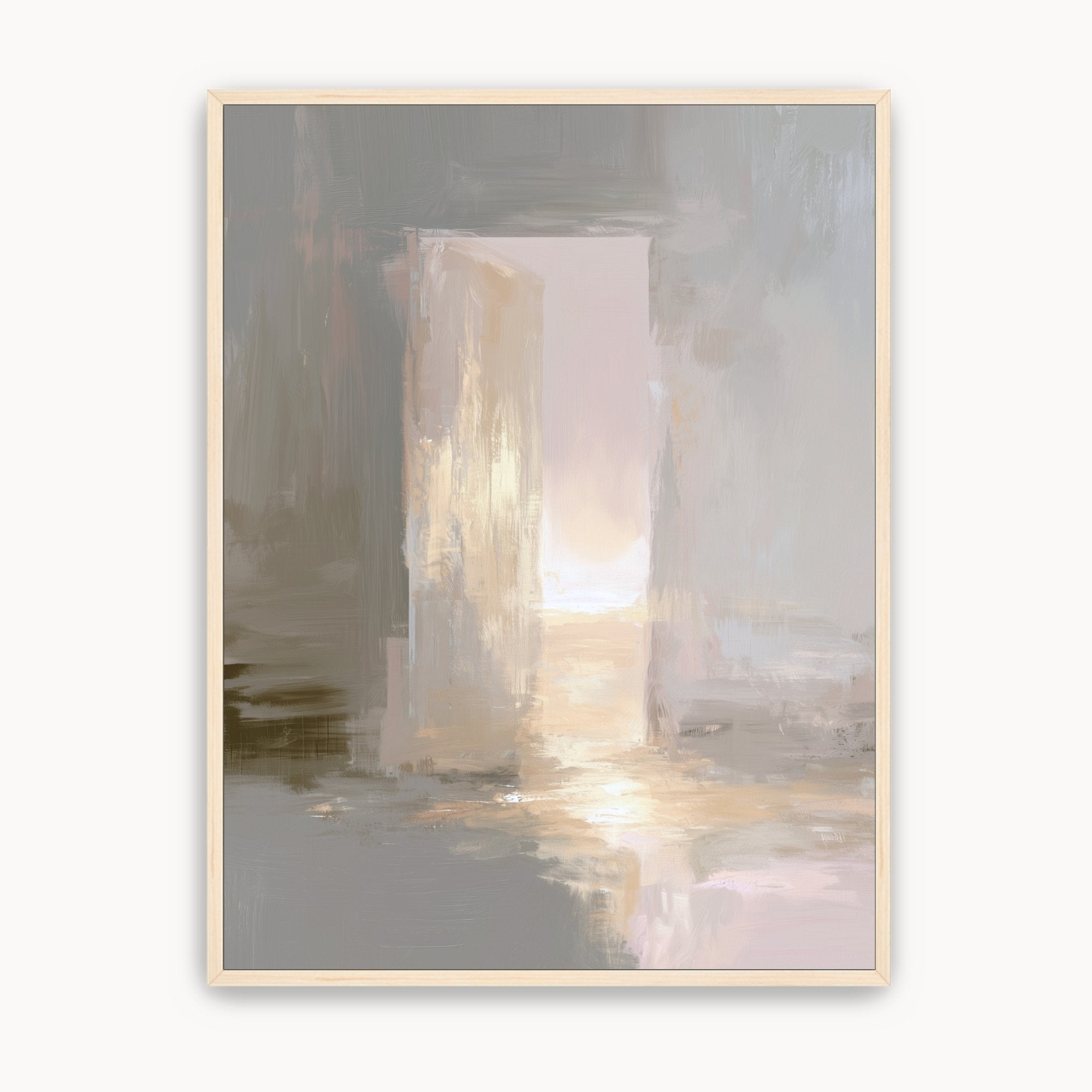 Framed Christian wall art of an open doorway glowing with light, symbolizing salvation, hope, and new life in Jesus.