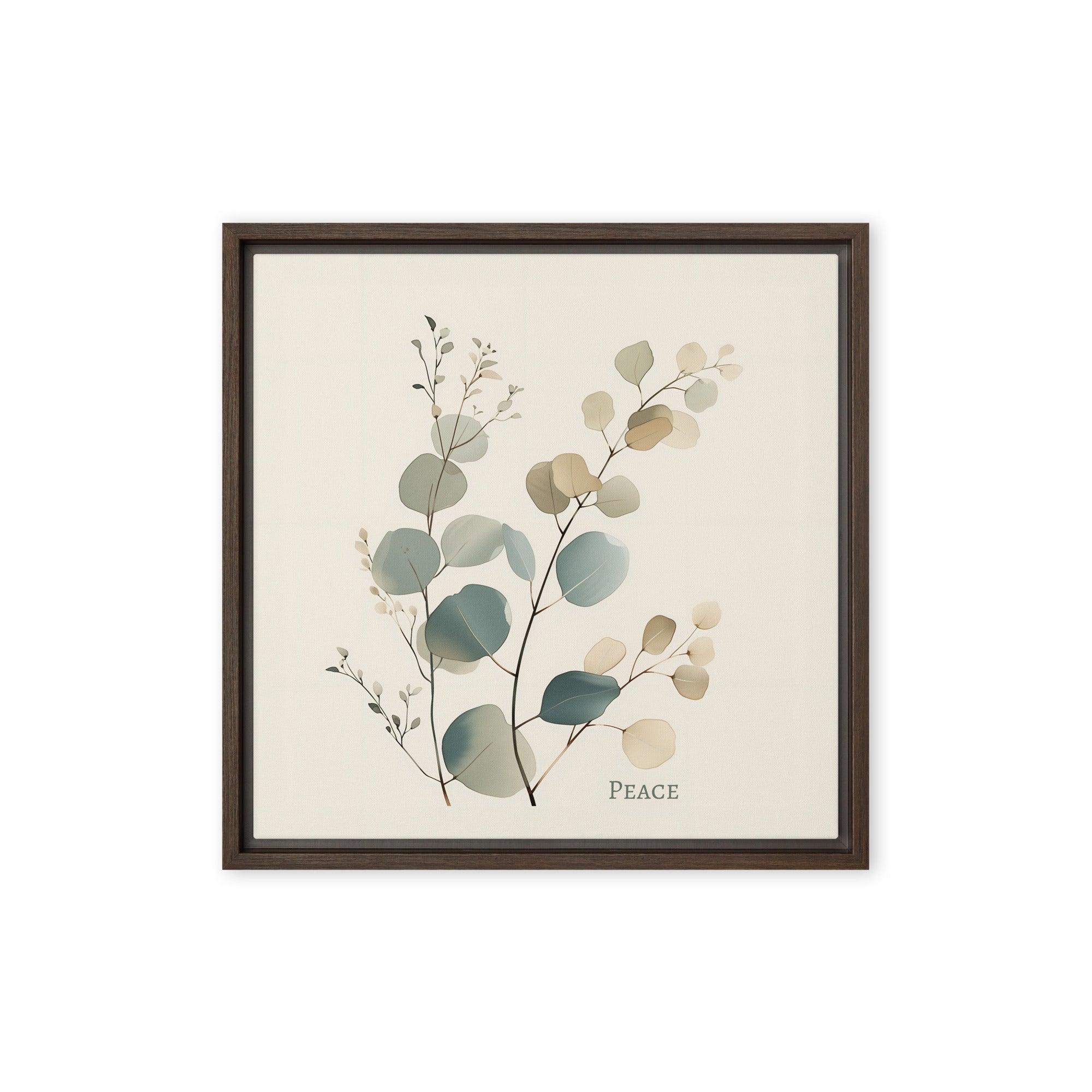 Peace, Eucalyptus Branch, Framed Canvas - Lamb’s Love