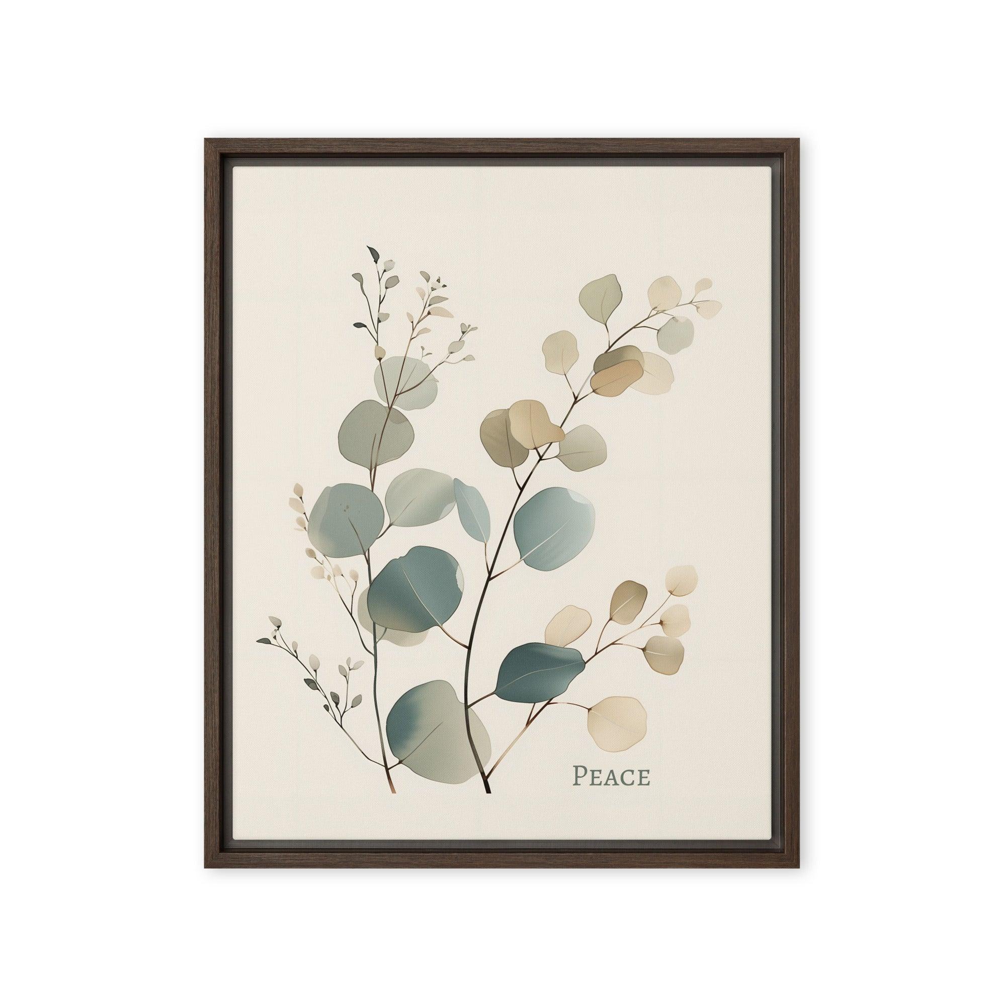 Peace, Eucalyptus Branch, Framed Canvas - Lamb’s Love