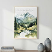 Peace I Leave with You Christian wall art featuring a watercolor mountain stream and John 14:27 scripture displayed in a peaceful setting.