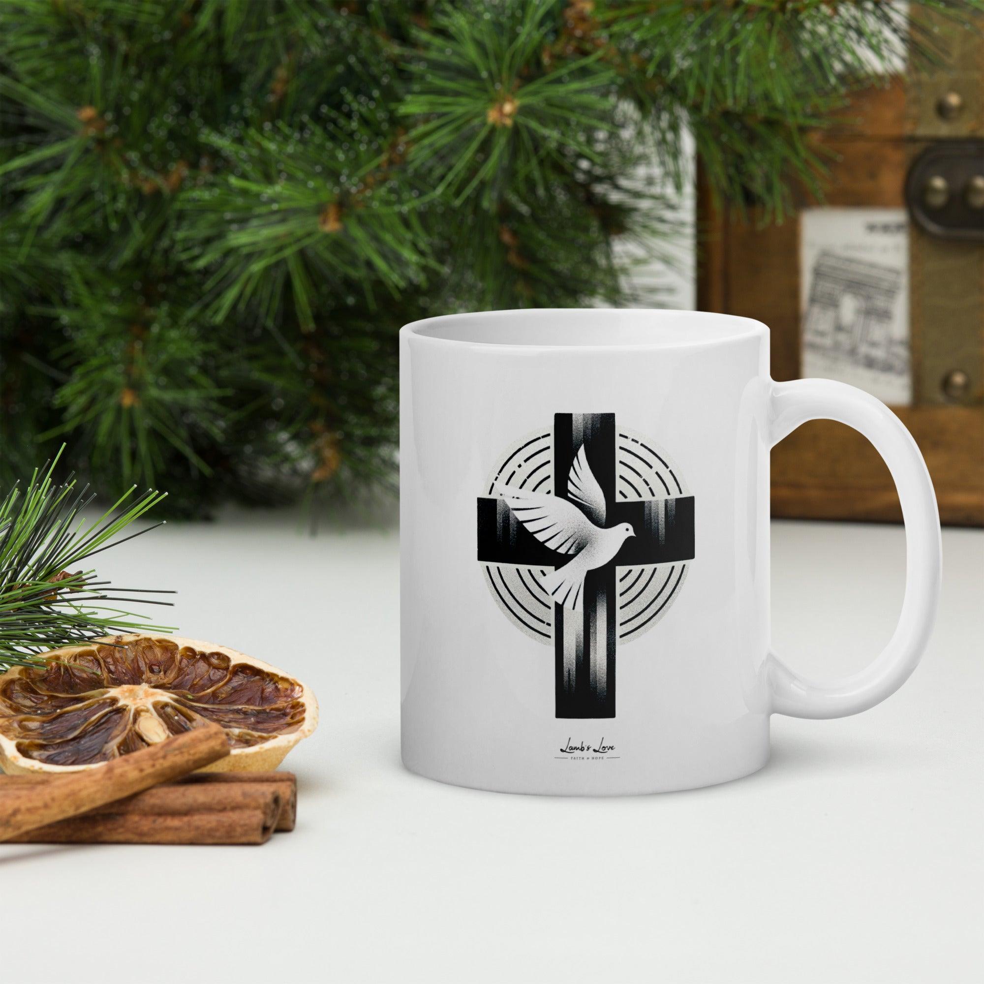 Peace in Cross, White Interior Mug - Lamb’s Love