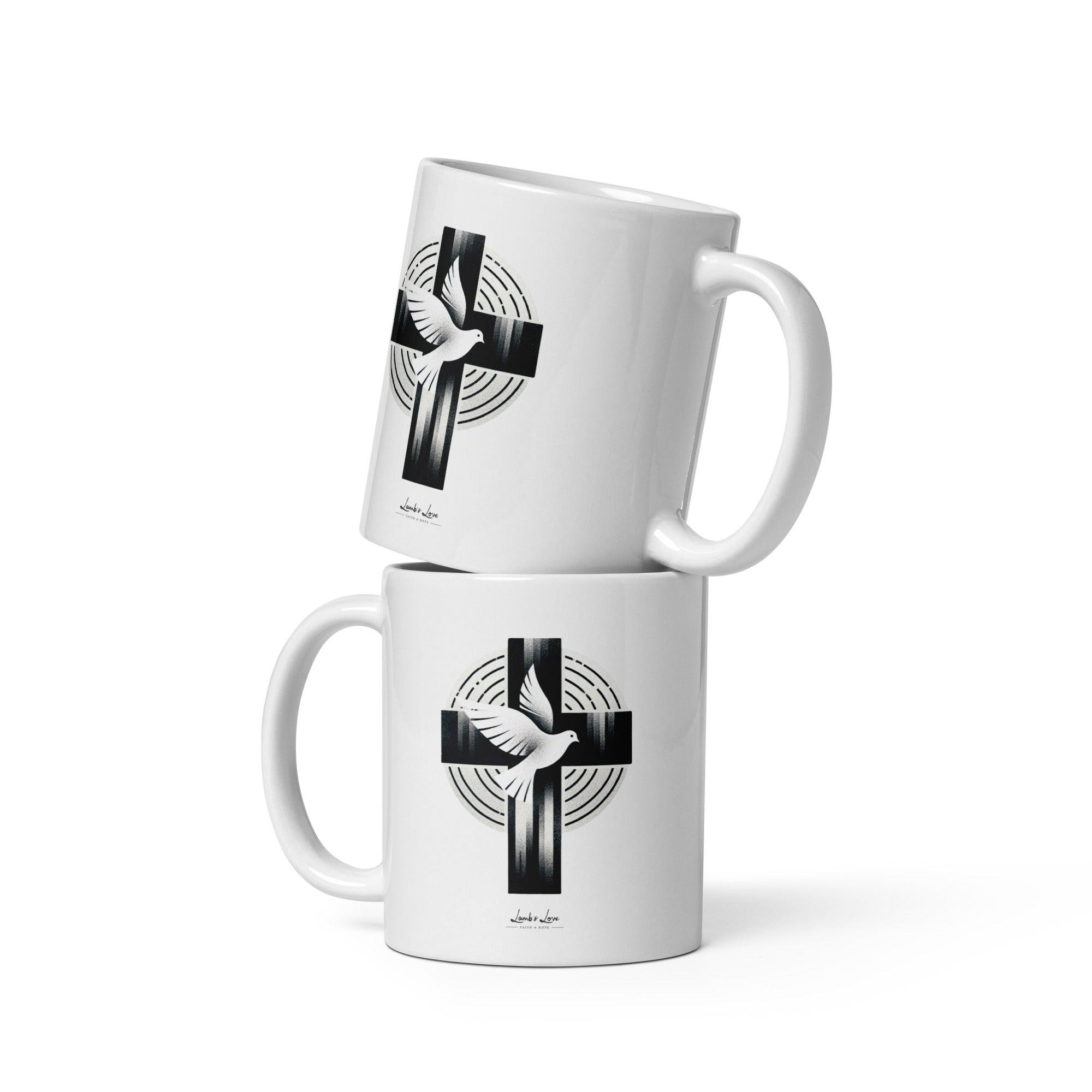 Peace in Cross, White Interior Mug - Lamb’s Love