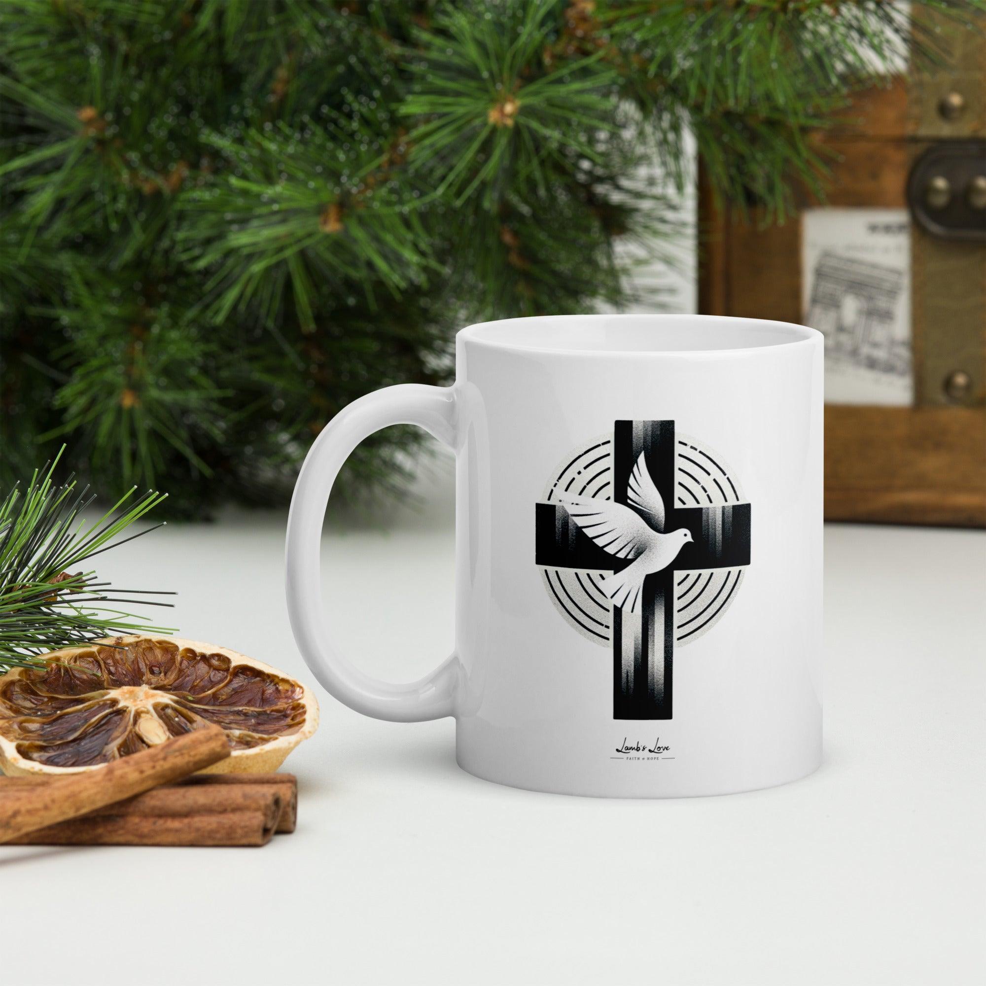 Peace in Cross, White Interior Mug - Lamb’s Love