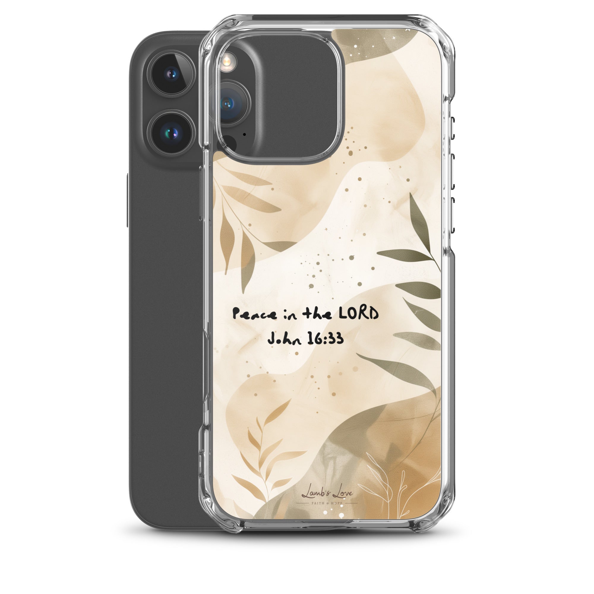 Peace in the Lord, Clear - edge Case for iPhone - Lamb’s Love