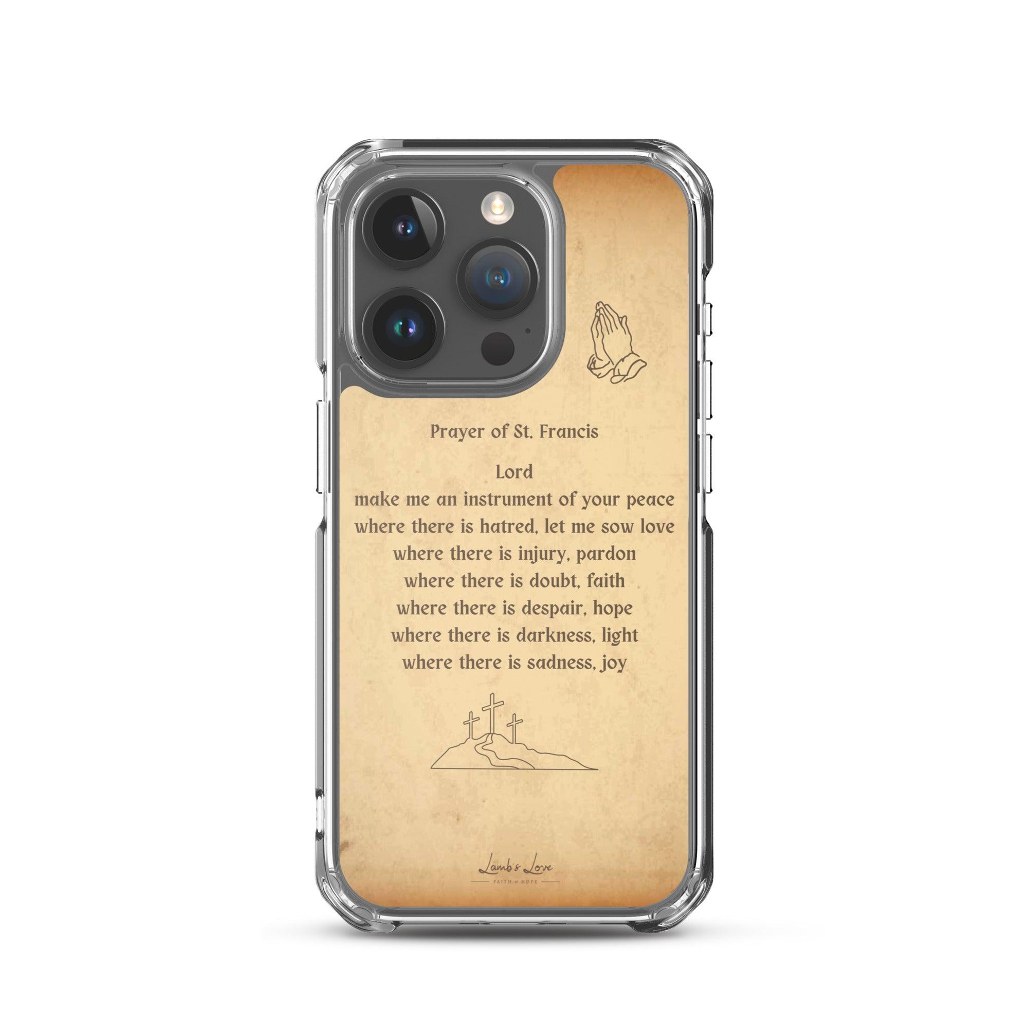 Prayer of St. Francis, Clear-edge Case for iPhone - Lamb’s Love