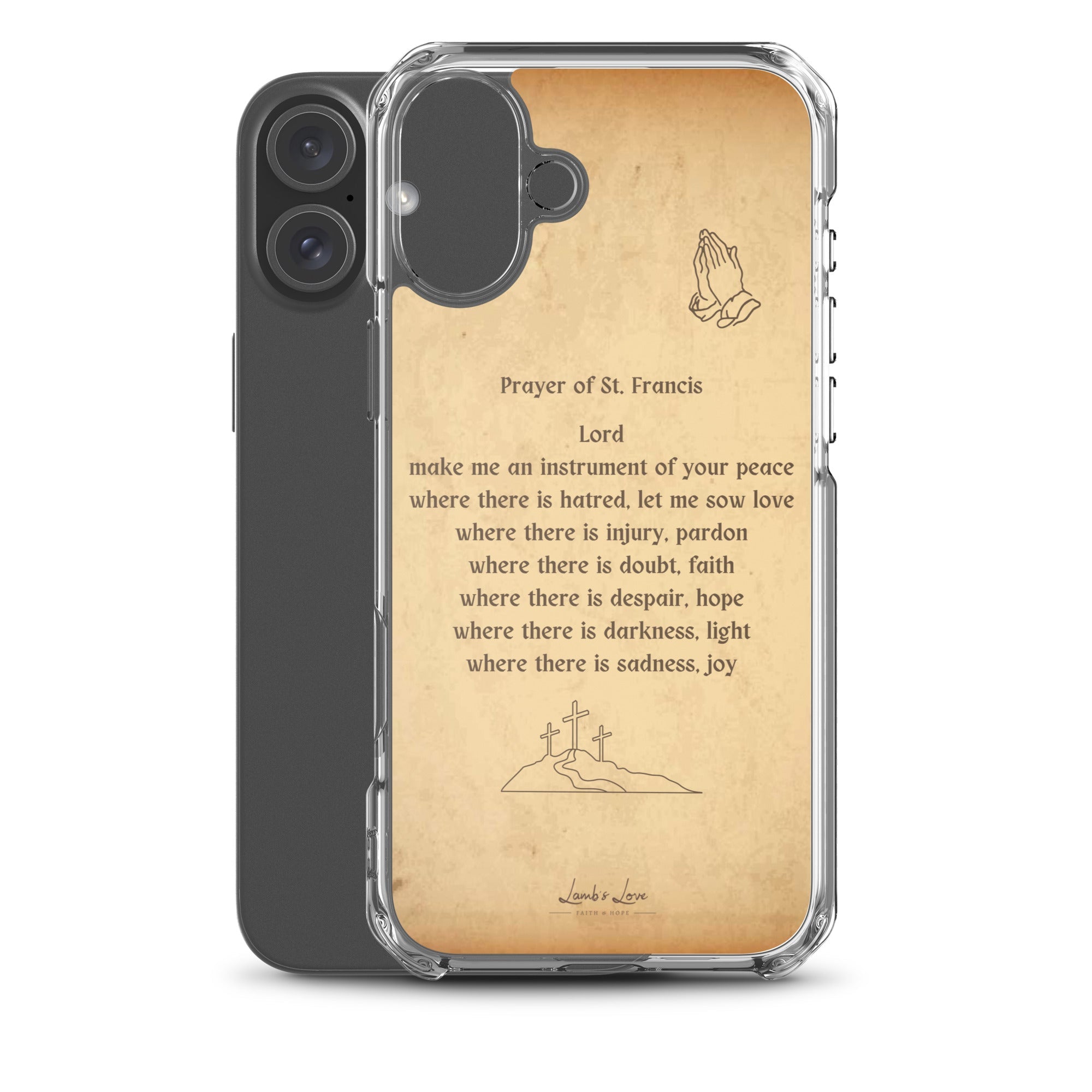 Prayer of St. Francis, Clear - edge Case for iPhone - Lamb’s Love