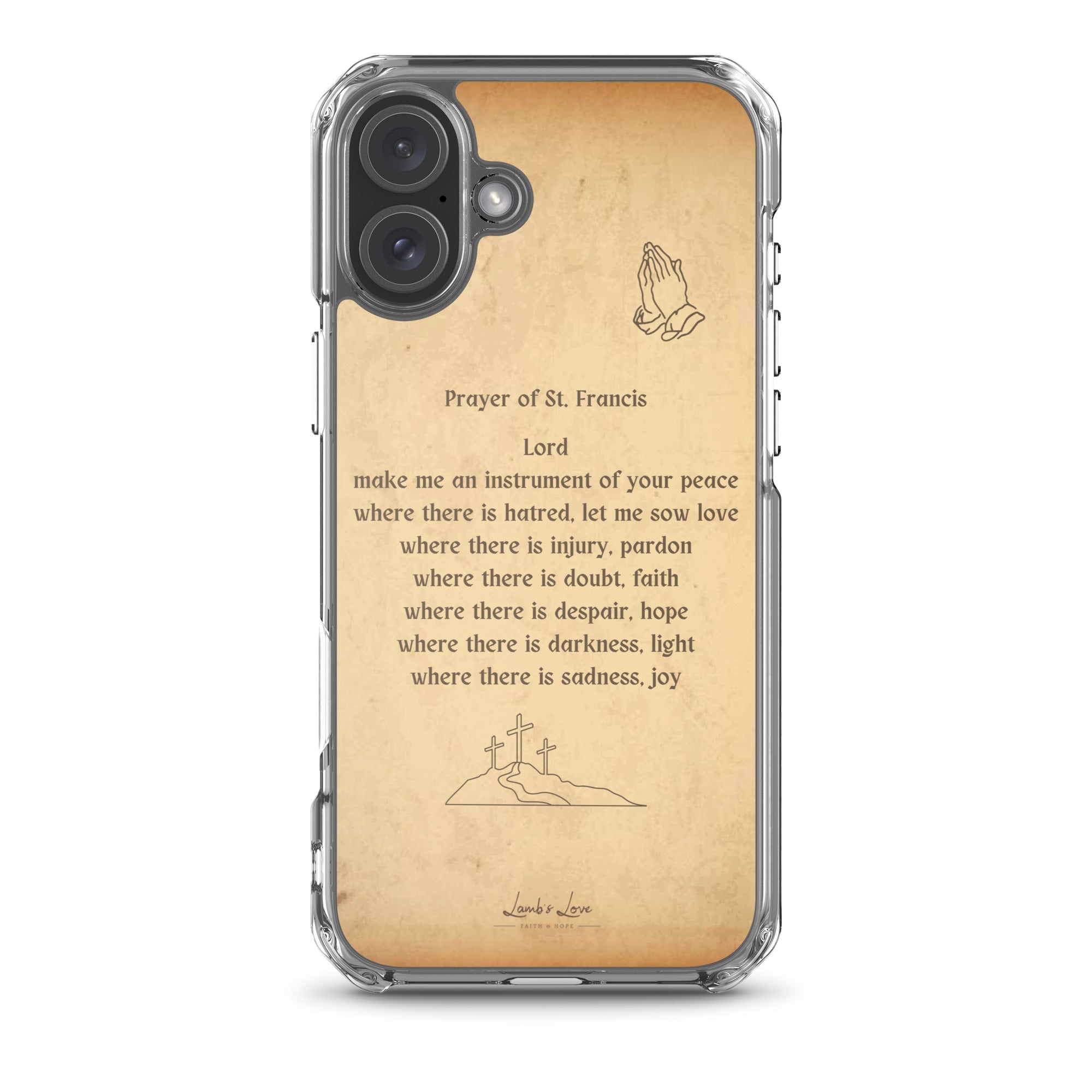 Prayer of St. Francis, Clear - edge Case for iPhone - Lamb’s Love