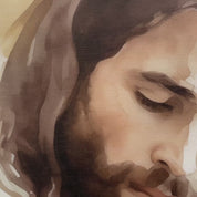 Follow Jesus, Jesus Walking Hand in Hand with a Child Watercolor Wall Art