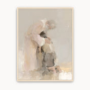 Soft watercolor Christian wall art of a father embracing his returning son, inspired by the Prodigal Son parable in Luke 15, a reminder of forgiveness and grace.