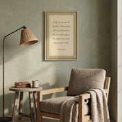 Framed minimalist Scripture wall art titled Psalm 121:1–2 featuring "My help comes from the Lord" in elegant script, displayed in a dark wood frame on a warm beige wall above a cozy reading nook with a wooden console table, leather armchair, and floor lamp.