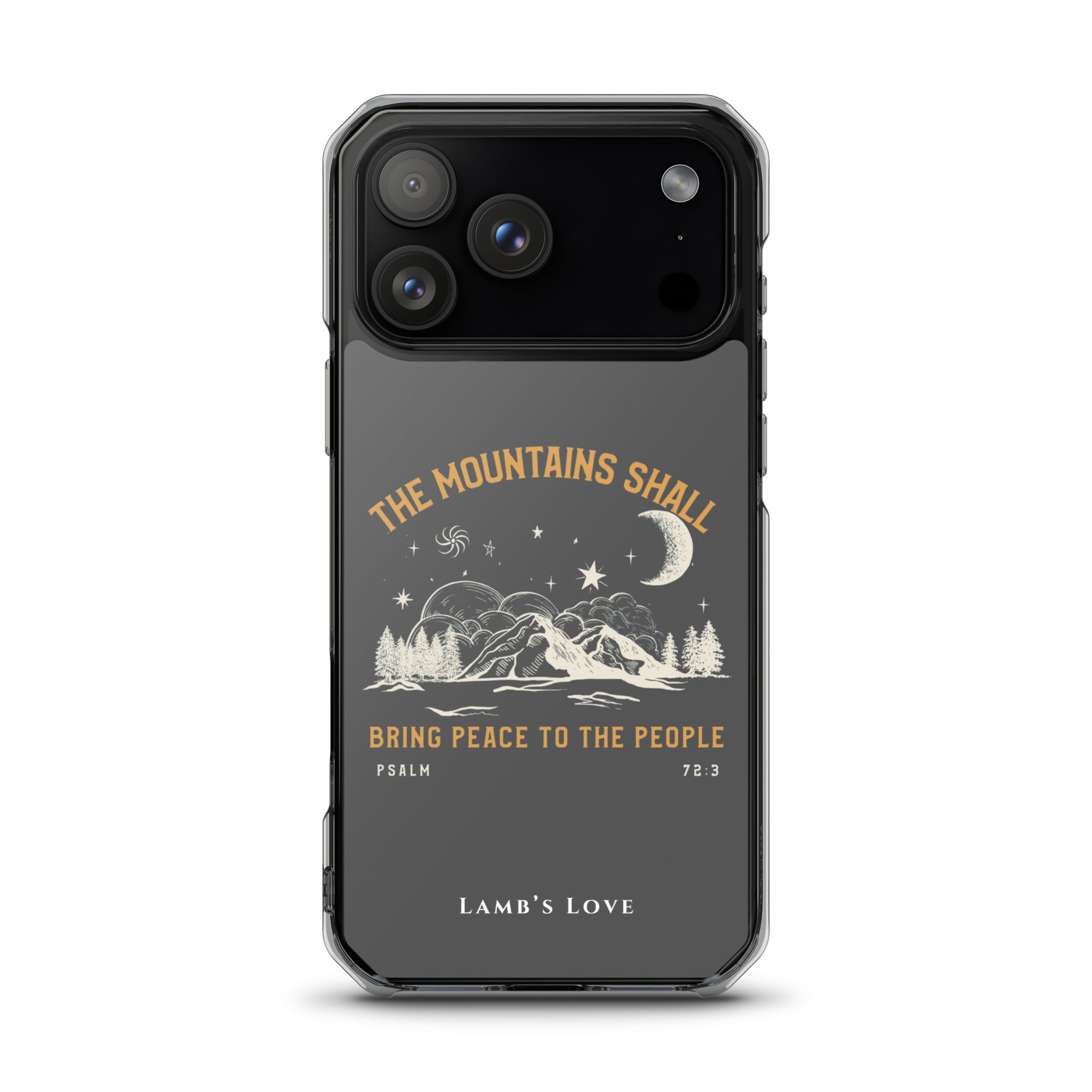 Psalm 72:3 Christian MagSafe iPhone case with mountains bring peace design – iPhone 17 Pro Max