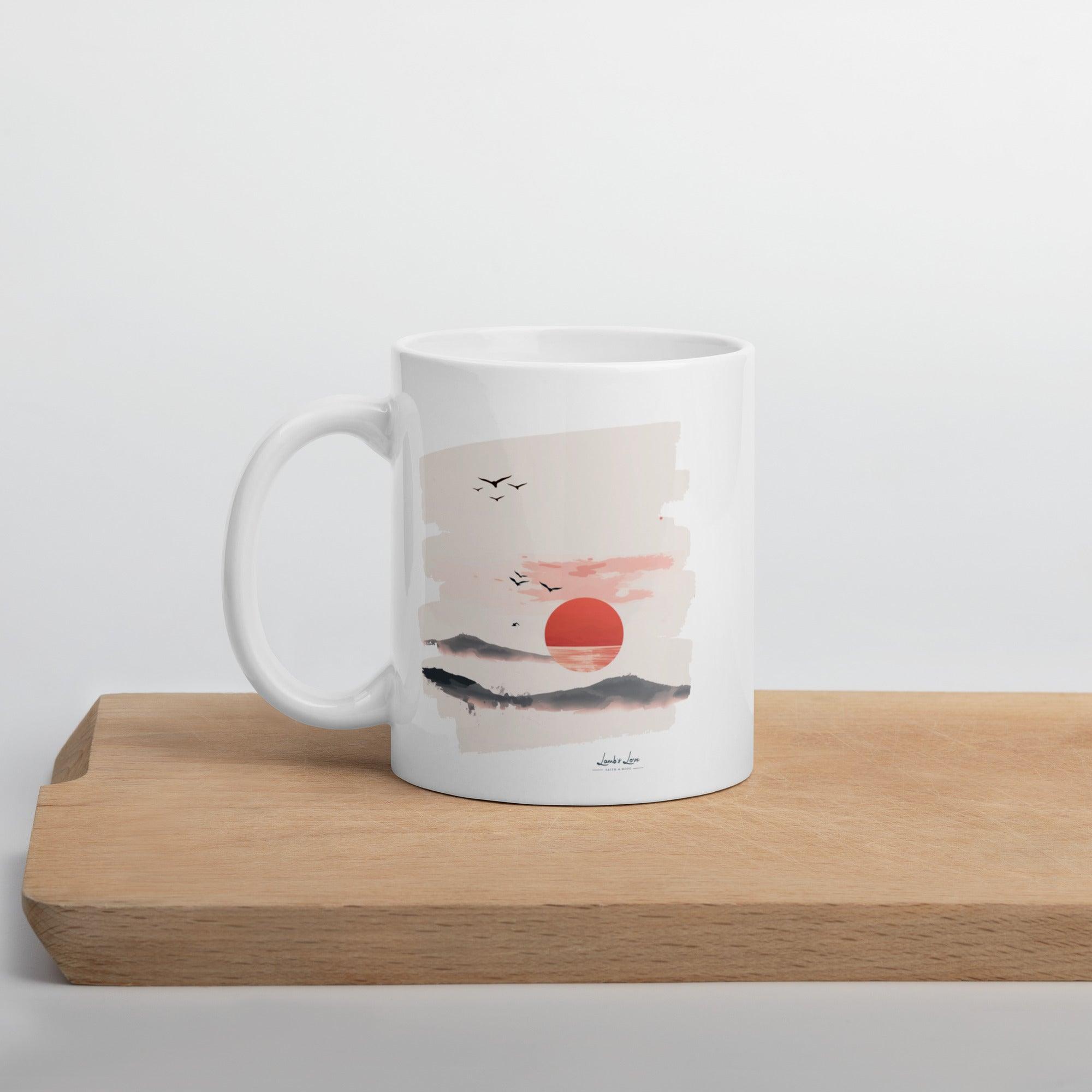 Rejoice in the Morning, White Interior Mug - Lamb’s Love