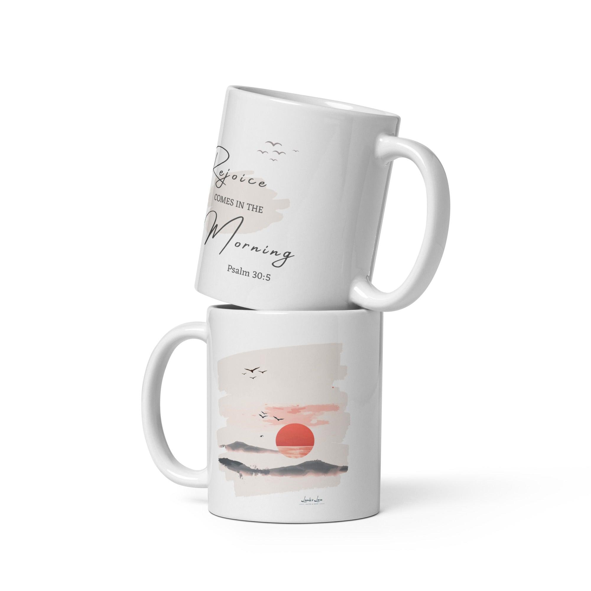 Rejoice in the Morning, White Interior Mug - Lamb’s Love