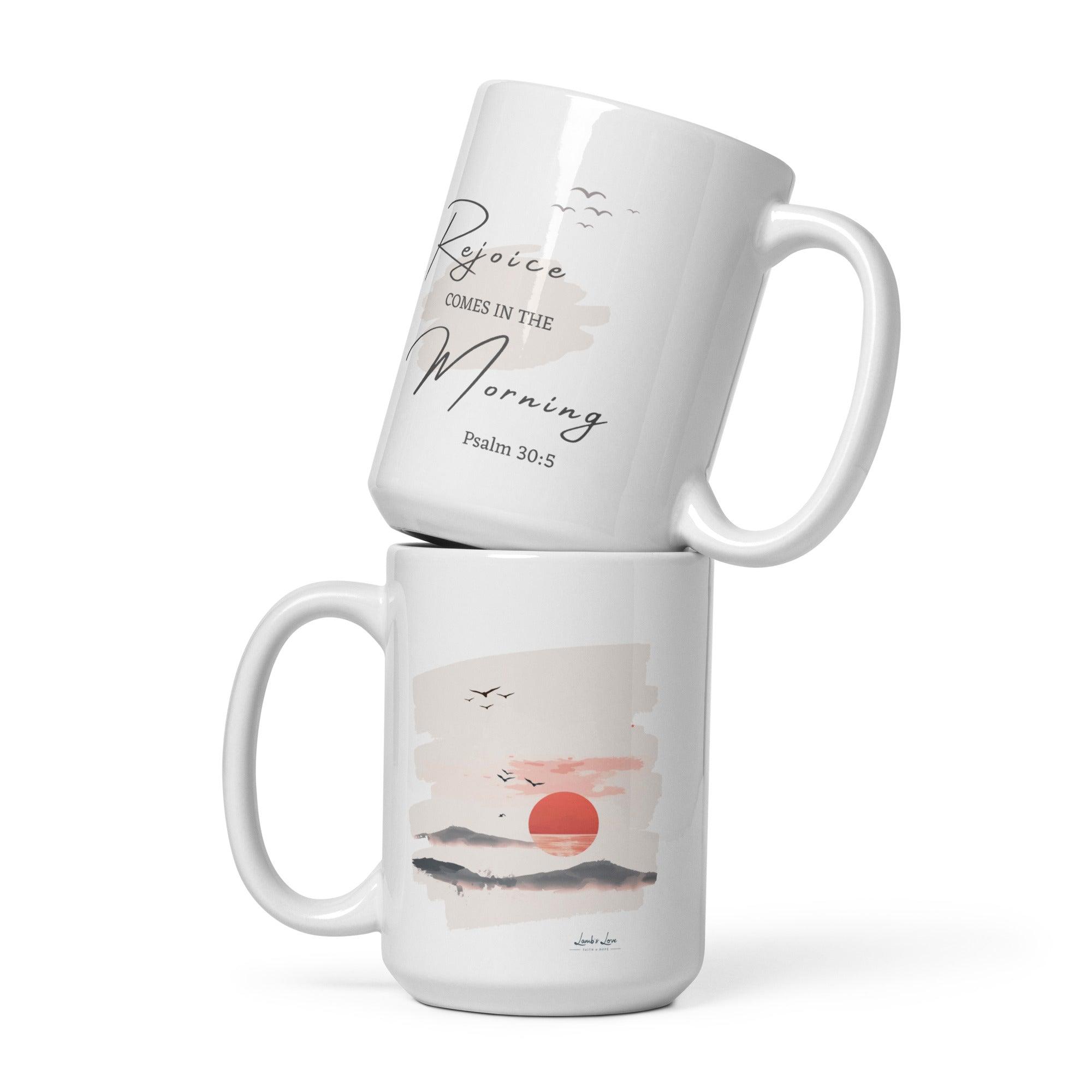 Rejoice in the Morning, White Interior Mug - Lamb’s Love