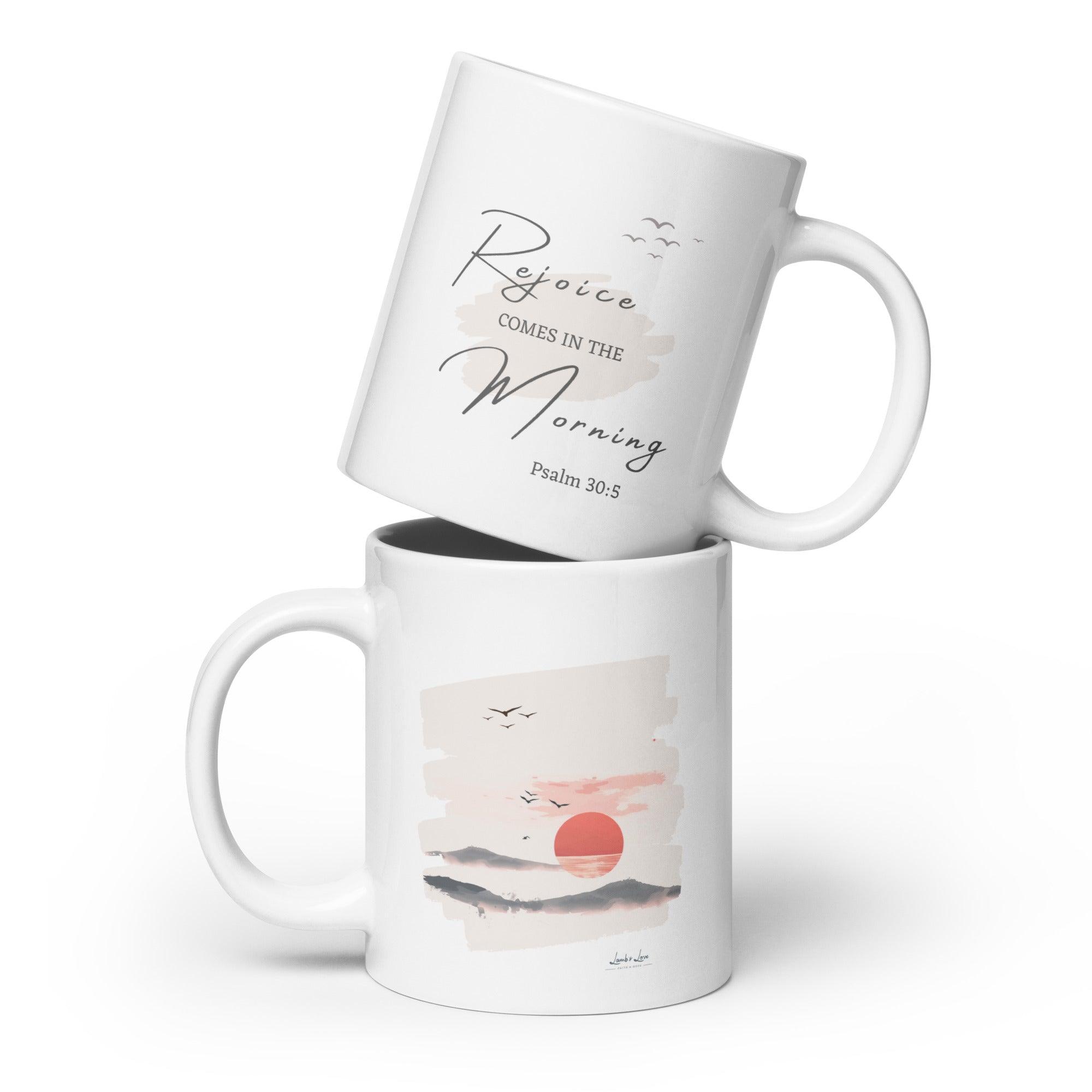 Rejoice in the Morning, White Interior Mug - Lamb’s Love