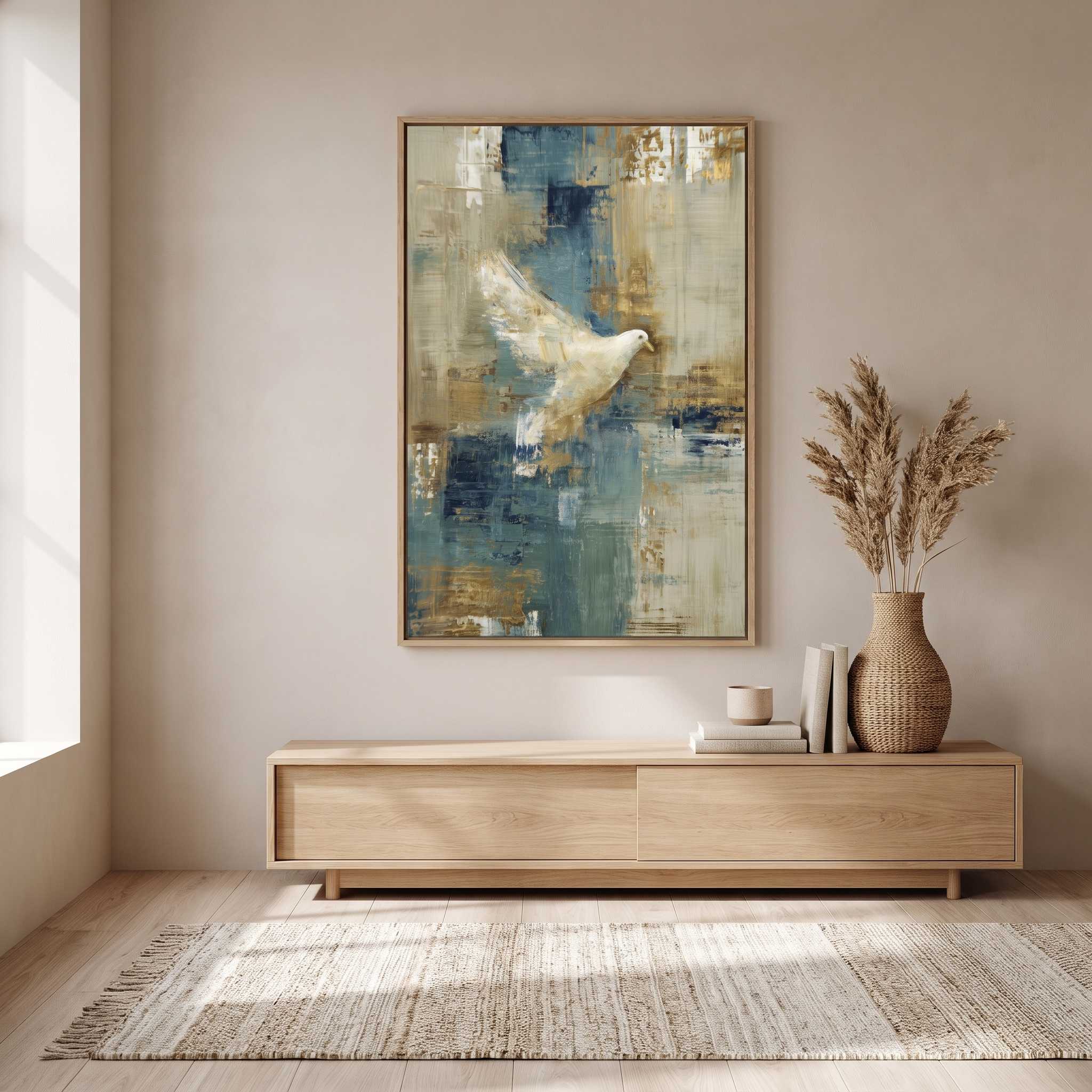 Contemporary White Dove Wall Art | Holy Spirit Christian Canvas