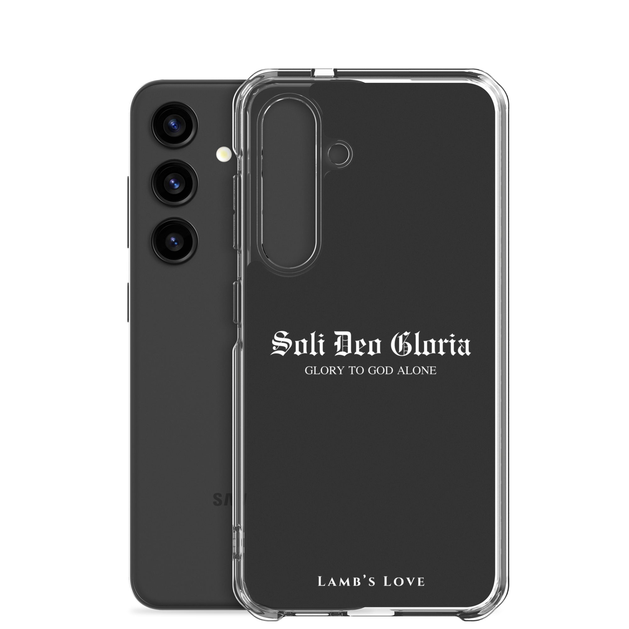 Soli Deo Gloria Christian Samsung Galaxy S24 phone case – Glory to God Alone design