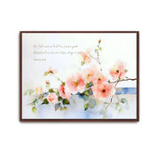 Watercolor pink wild rose Scripture wall art with Psalm 34:8, “Taste and see that the Lord is good,” printed on high-quality Christian canvas.