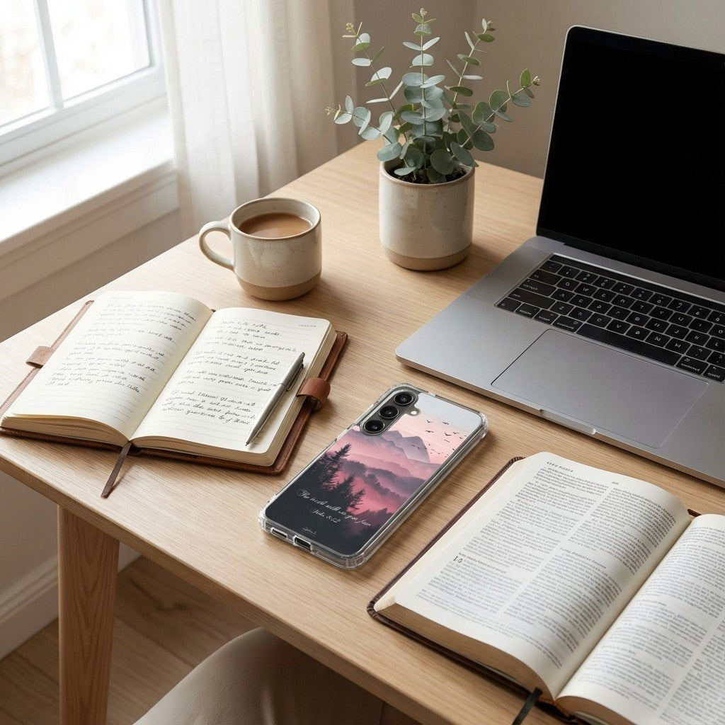 John 8:32 "Truth Set You Free" Samsung Galaxy Case - Moody Pine Forest Christian Phone Cover