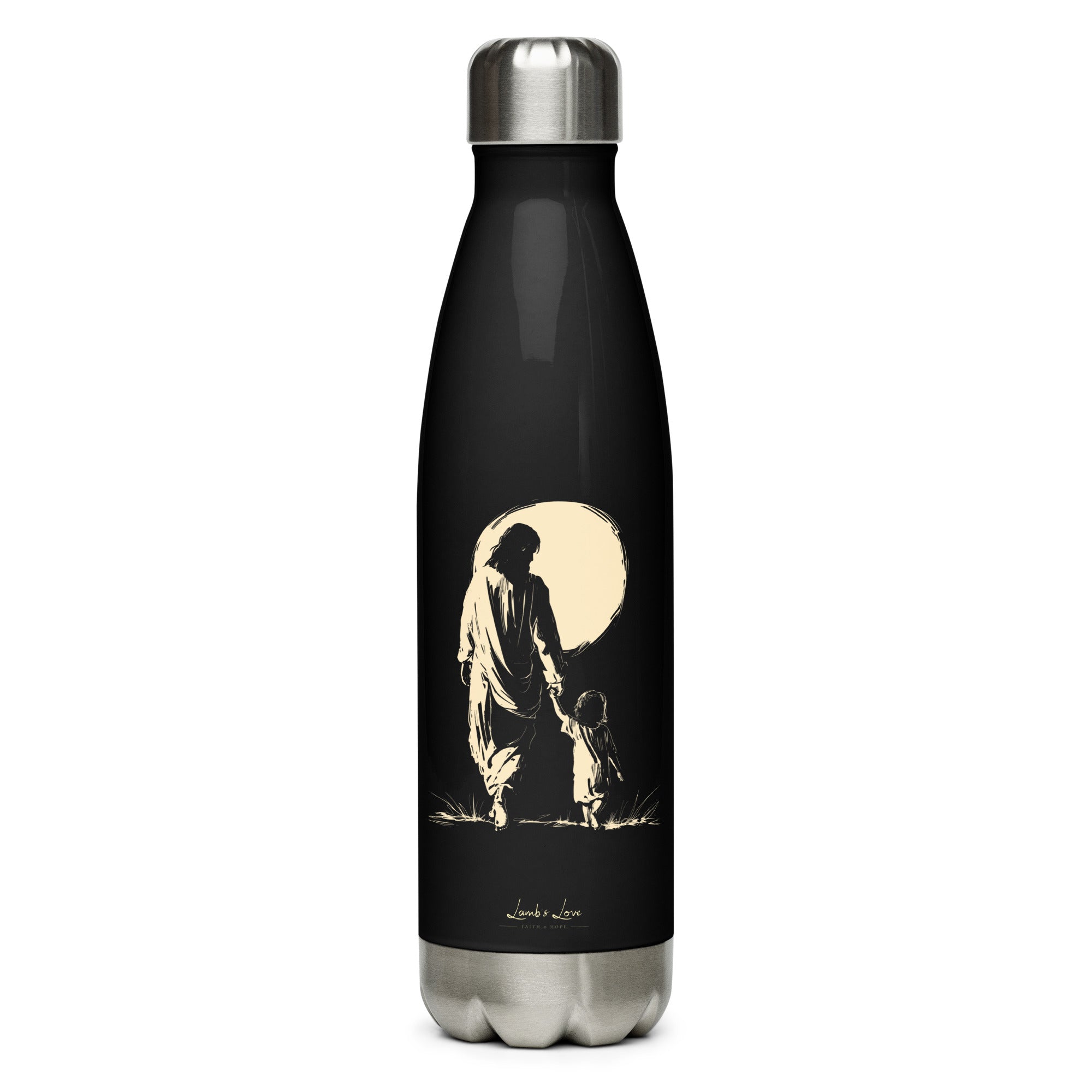 Walking with Jesus, 17 oz Stainless Steel Water Bottle - Lamb’s Love