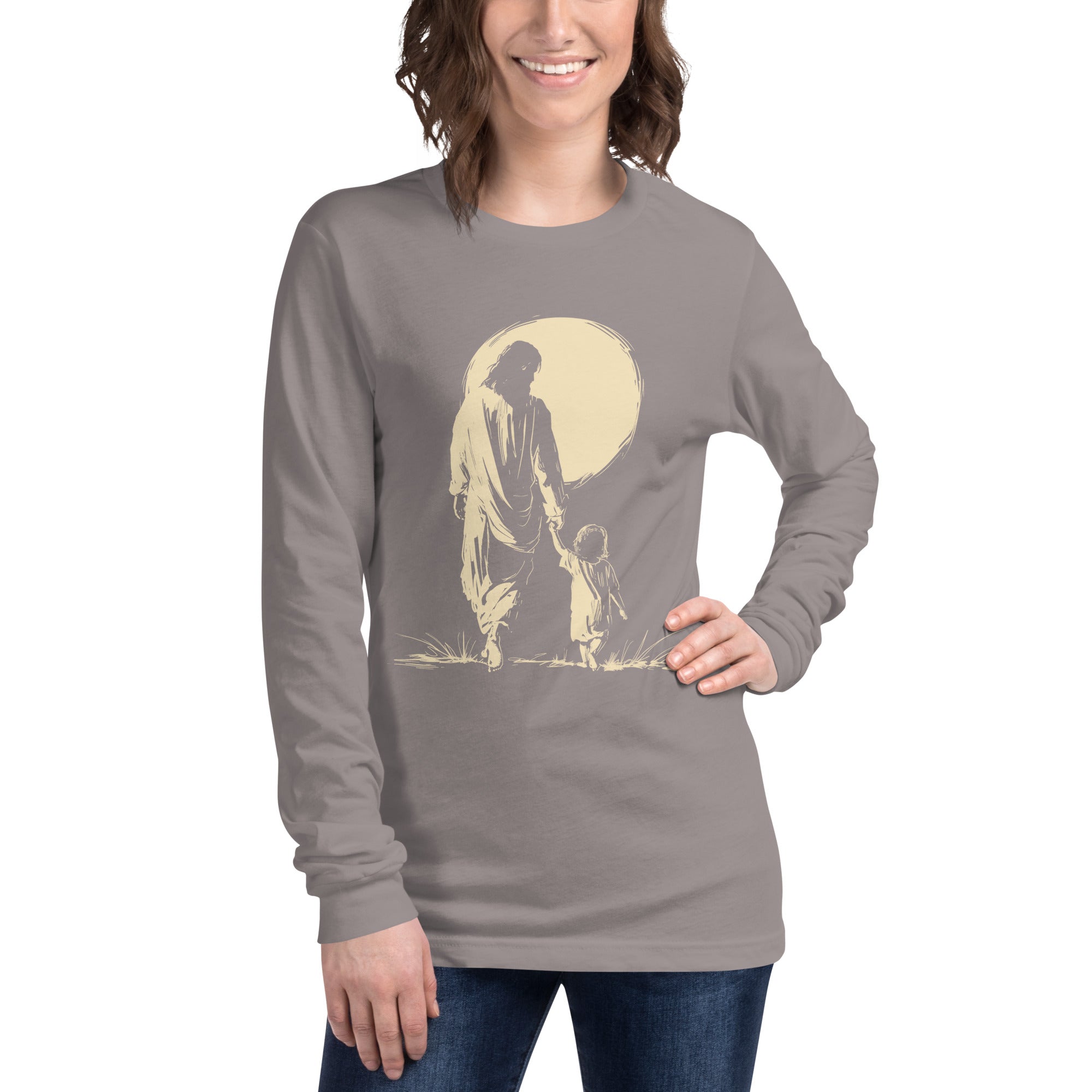 Walking with Jesus, Women's Long Sleeve Tee - Lamb’s Love