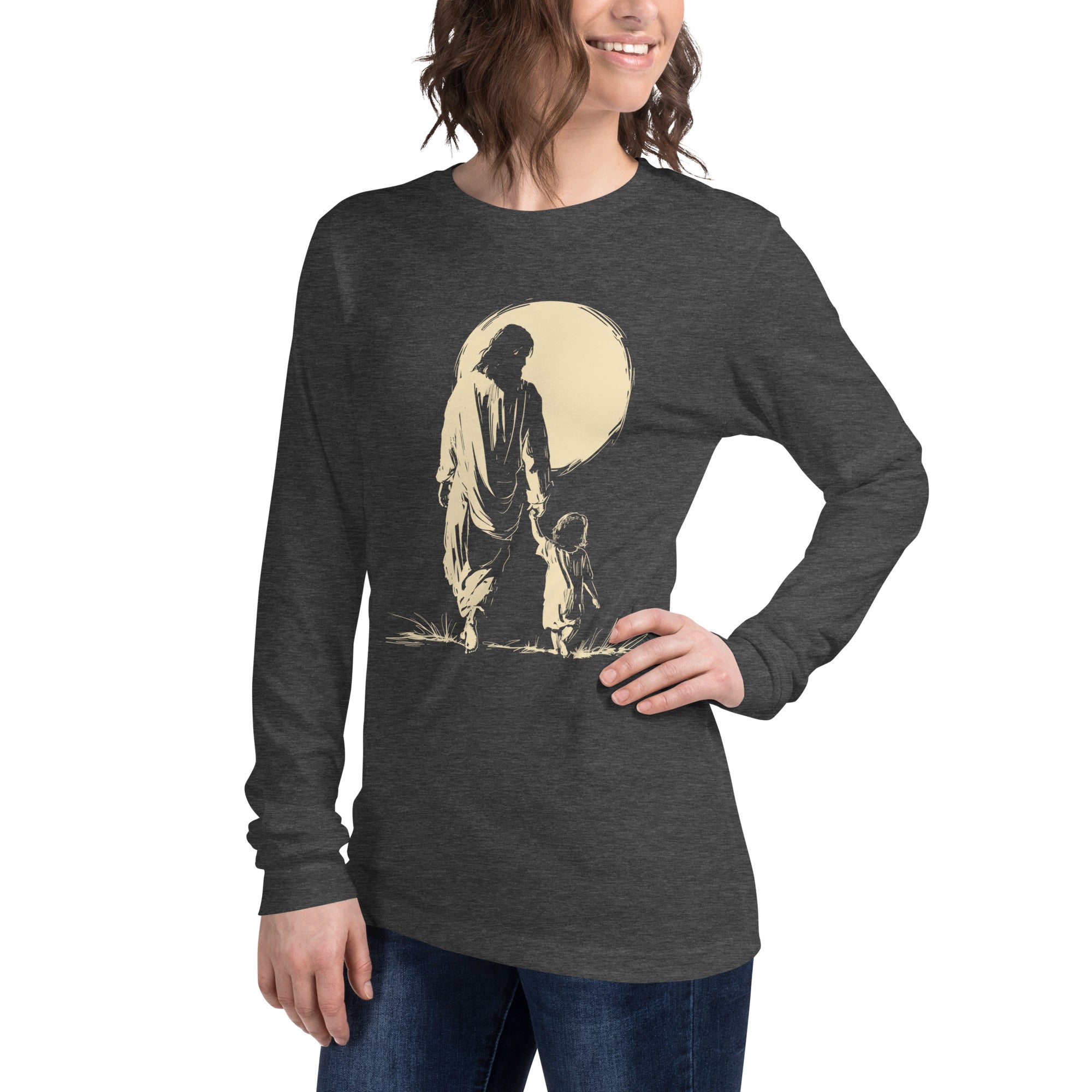 Walking with Jesus, Women's Long Sleeve Tee - Lamb’s Love