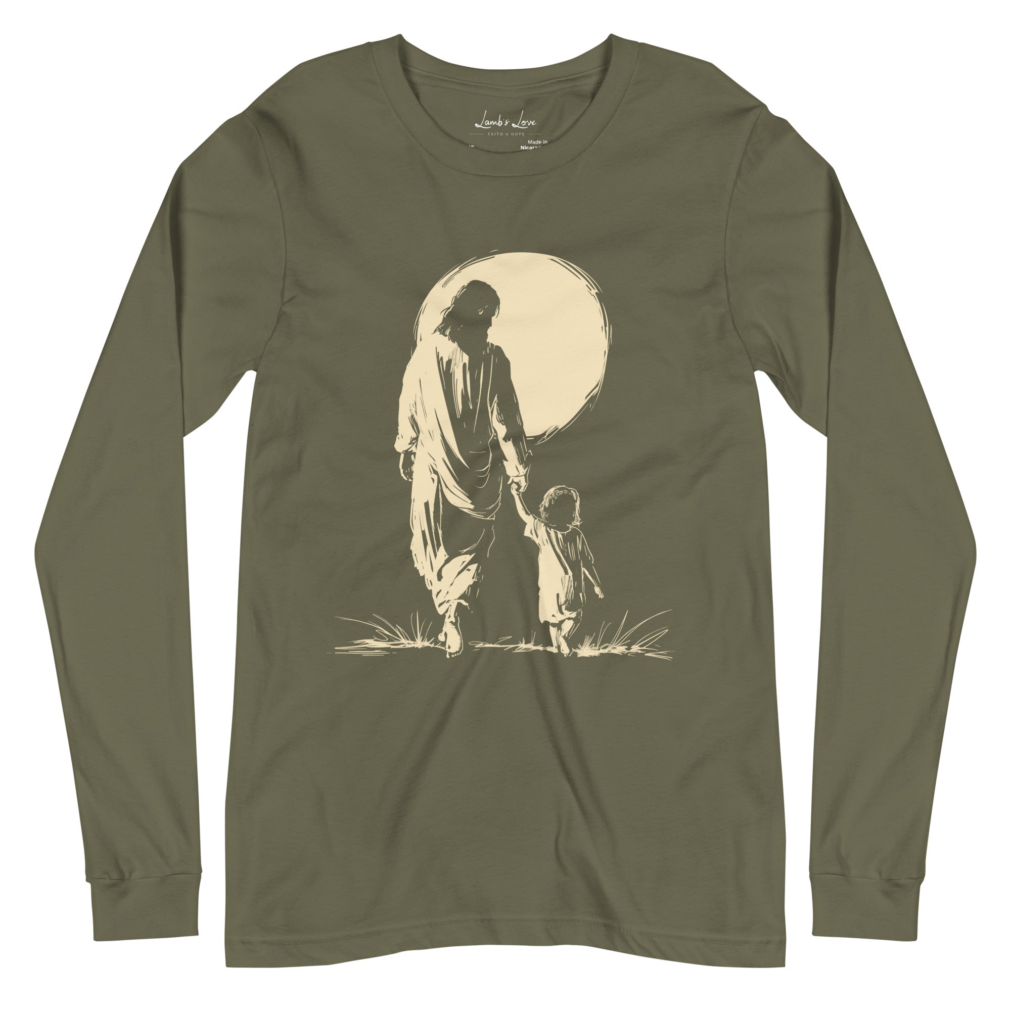 Walking with Jesus, Women's Long Sleeve Tee - Lamb’s Love