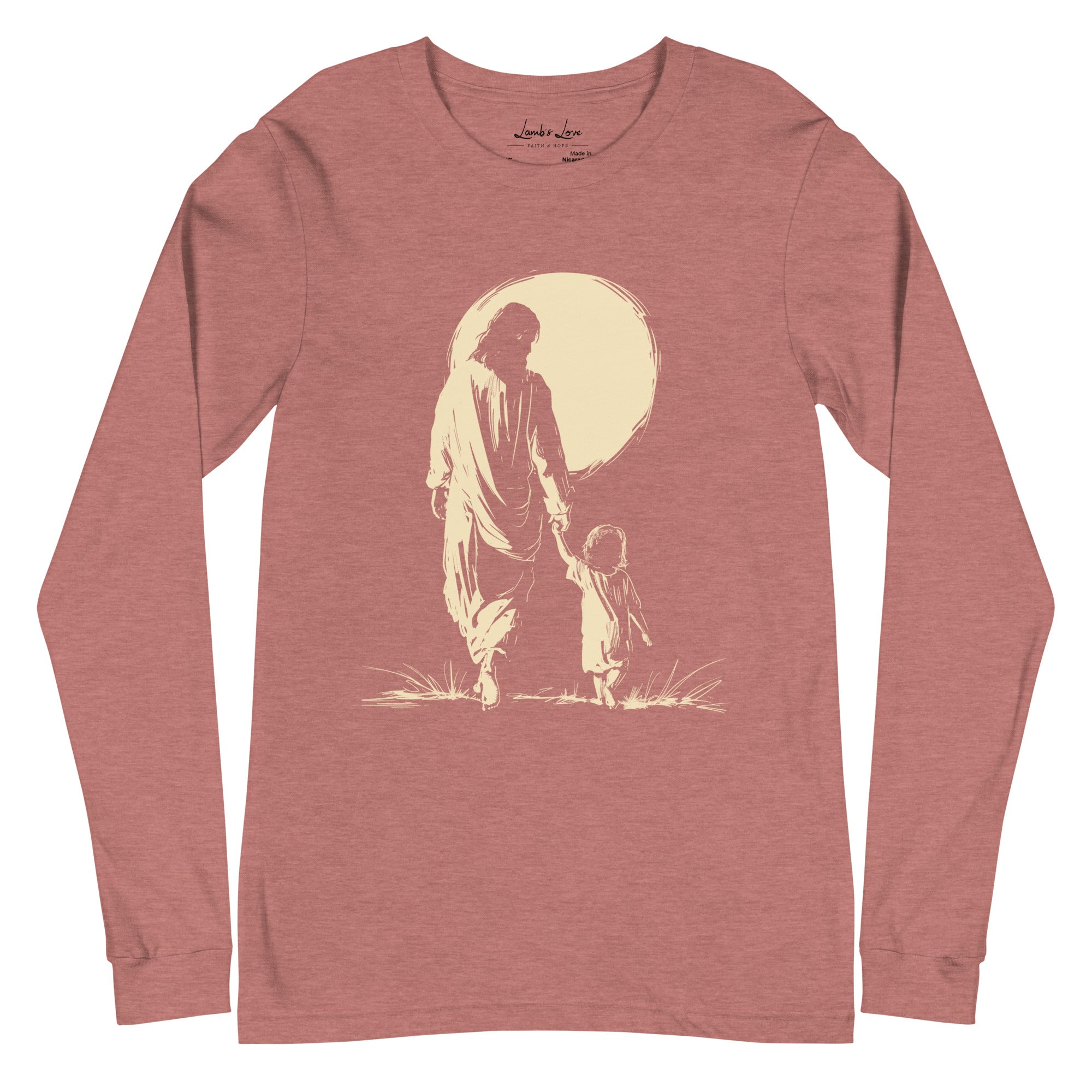 Walking with Jesus, Women's Long Sleeve Tee - Lamb’s Love