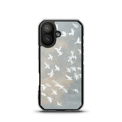 Wings of Peace MagSafe® Christian phone case featuring peaceful watercolor birds flying across soft neutral sky artwork in an elegant minimalist faith-inspired aesthetic