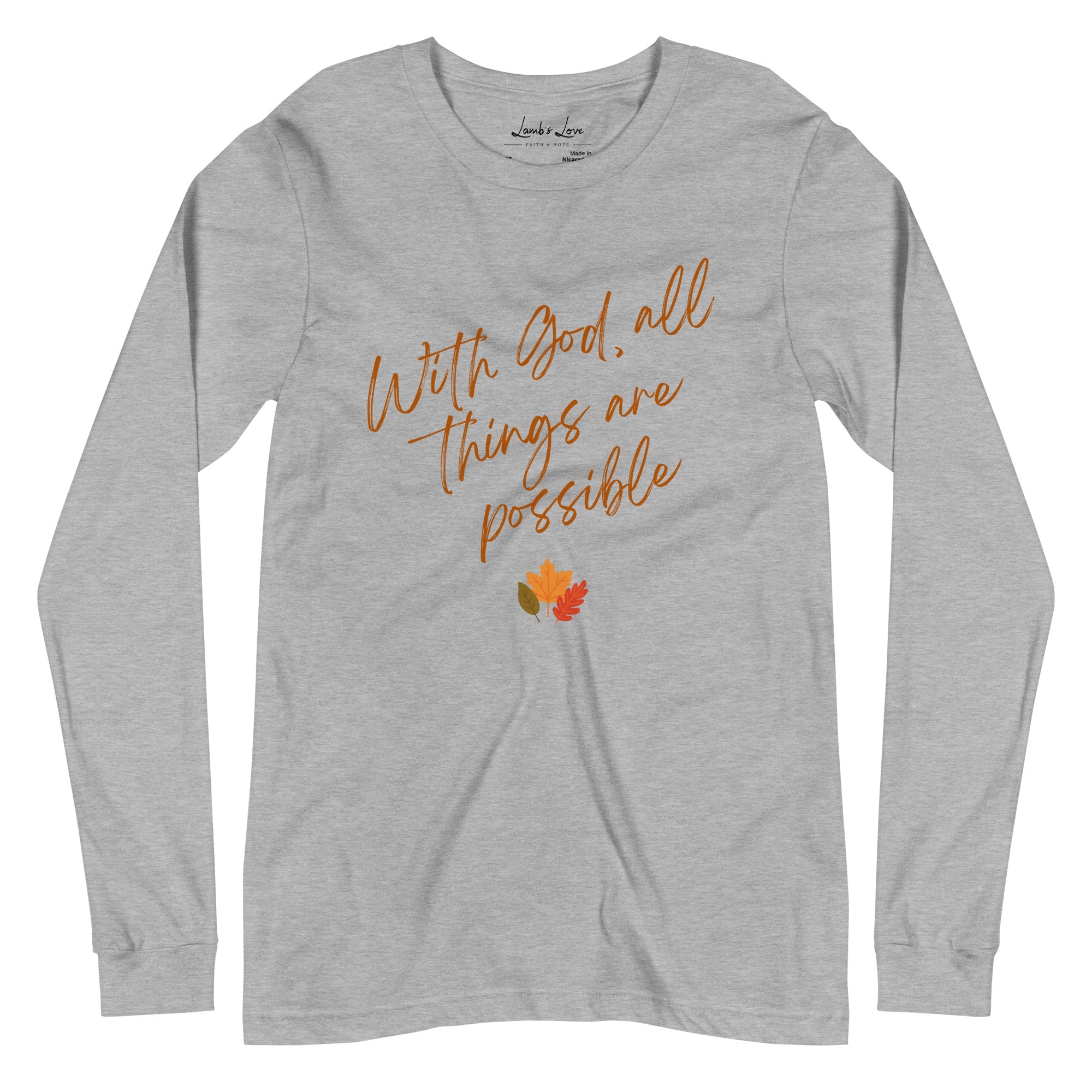 With God, All Things Are Possible, Women’s Long Sleeve Tee - Lamb’s Love