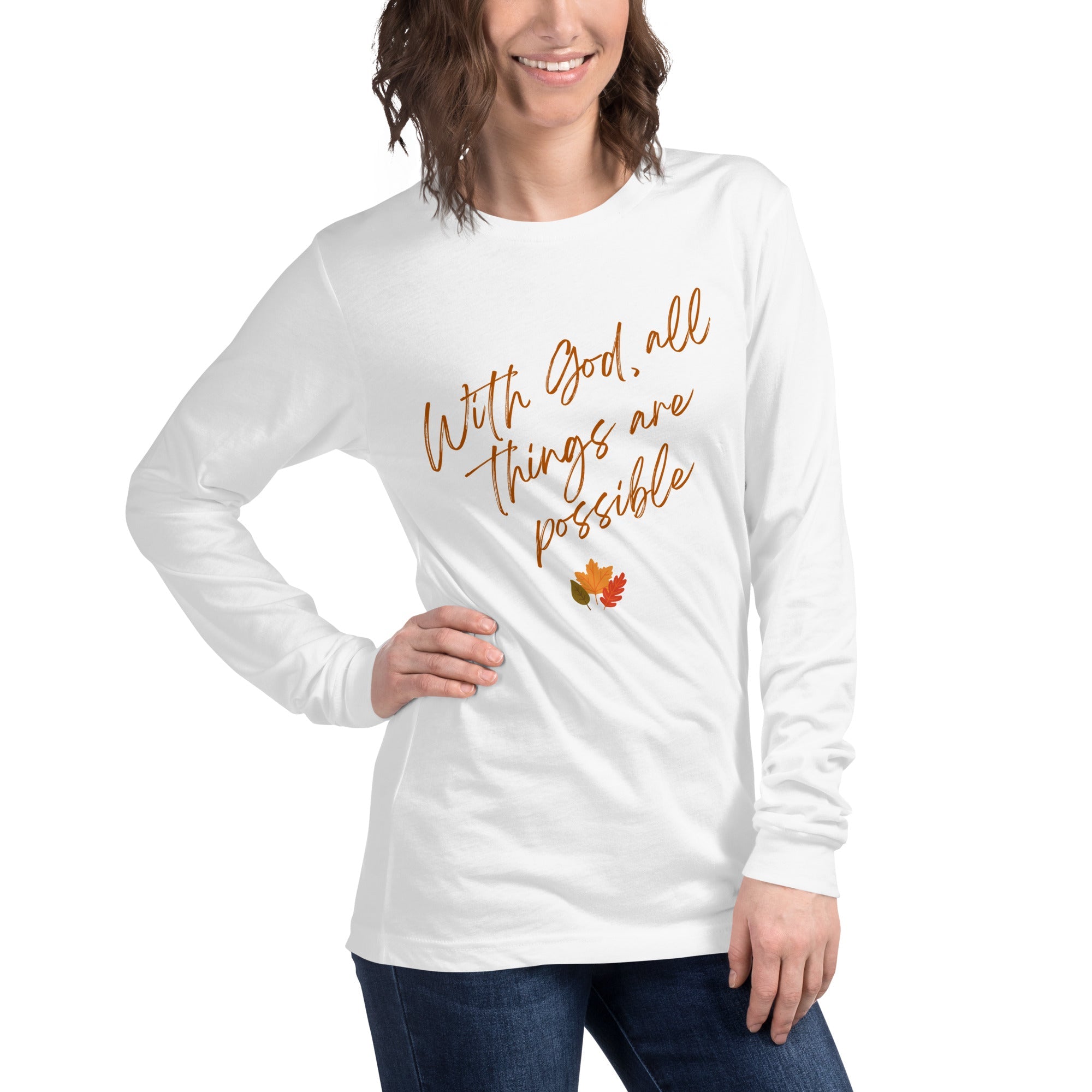 With God, All Things Are Possible, Women’s Long Sleeve Tee - Lamb’s Love