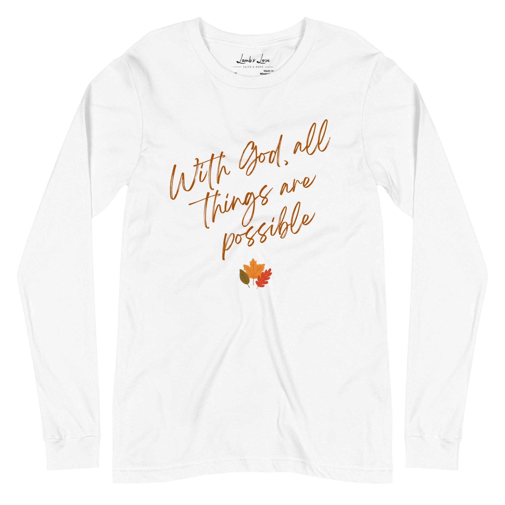 With God, All Things Are Possible, Women’s Long Sleeve Tee - Lamb’s Love