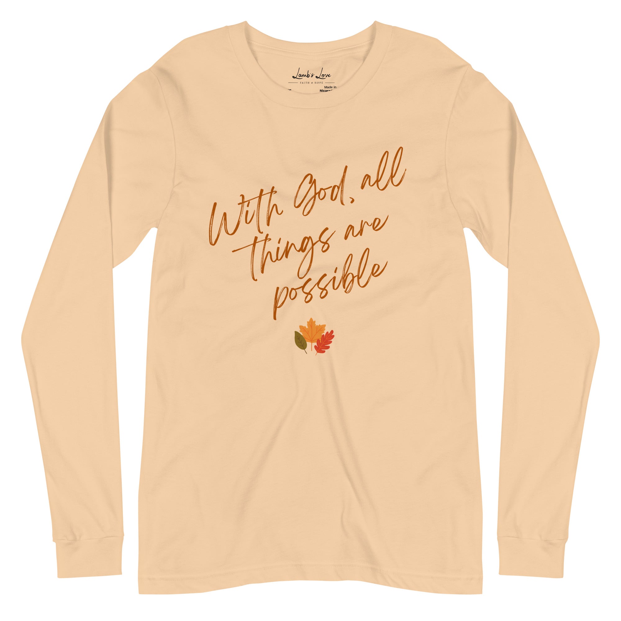 With God, All Things Are Possible, Women’s Long Sleeve Tee - Lamb’s Love