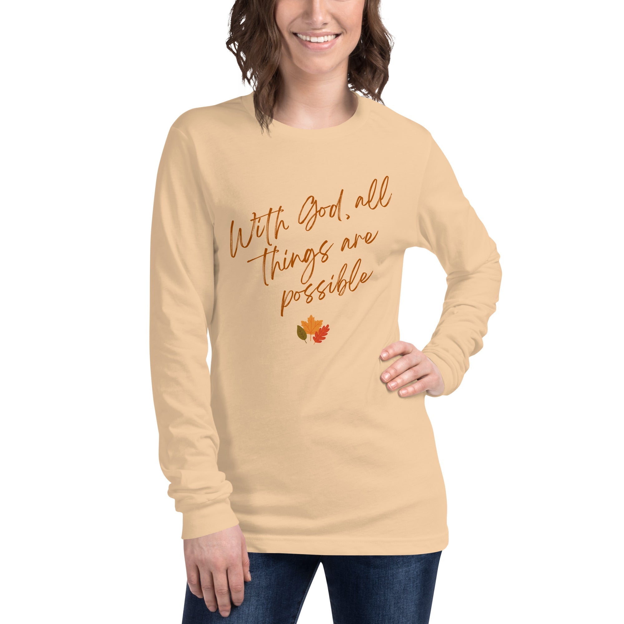 With God, All Things Are Possible, Women’s Long Sleeve Tee - Lamb’s Love