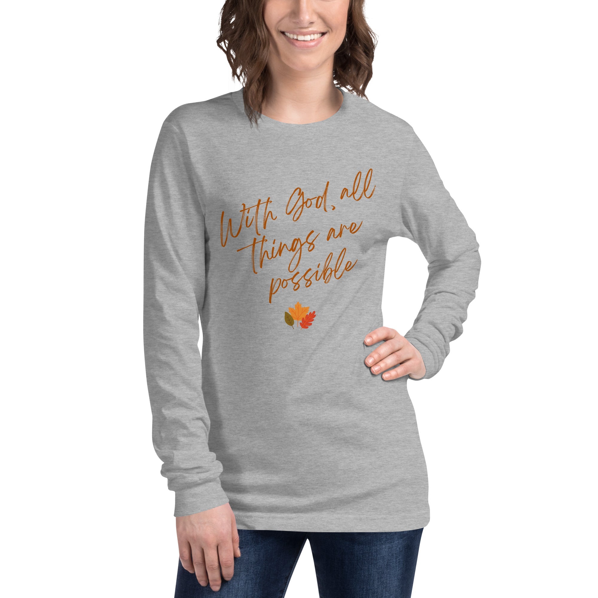 With God, All Things Are Possible, Women’s Long Sleeve Tee - Lamb’s Love