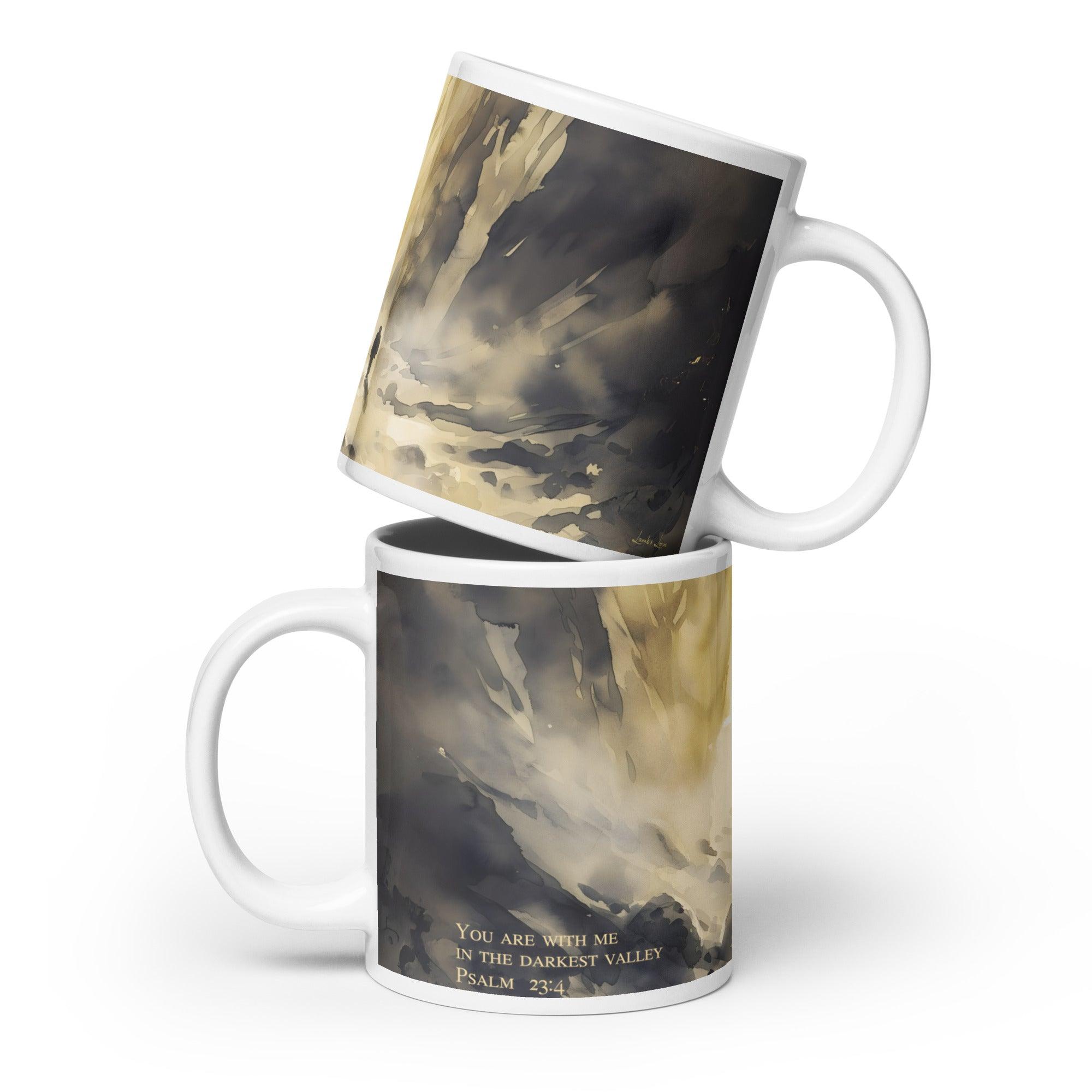 You are with me in Darkest Valley, White Interior Mug - Lamb’s Love