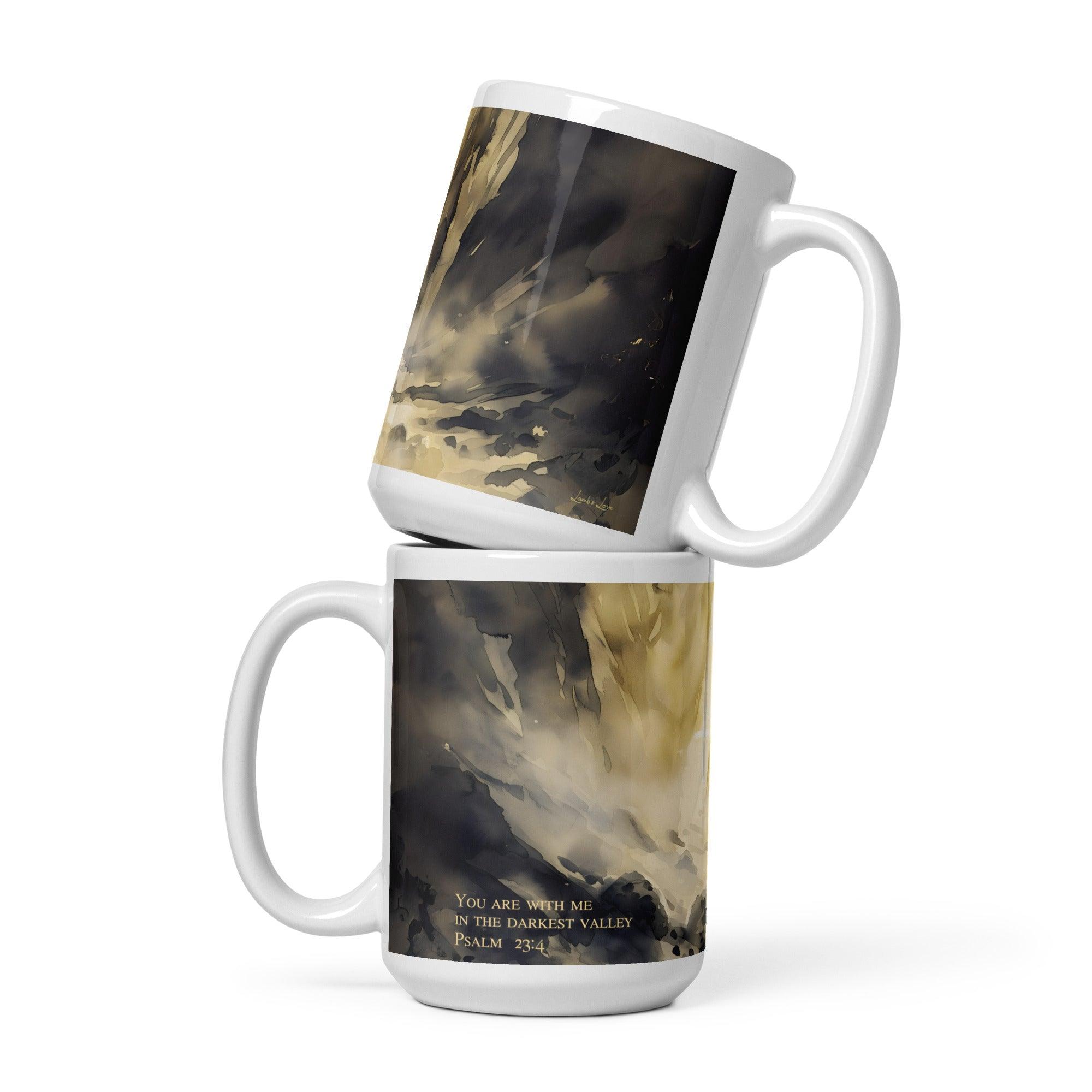 You are with me in Darkest Valley, White Interior Mug - Lamb’s Love